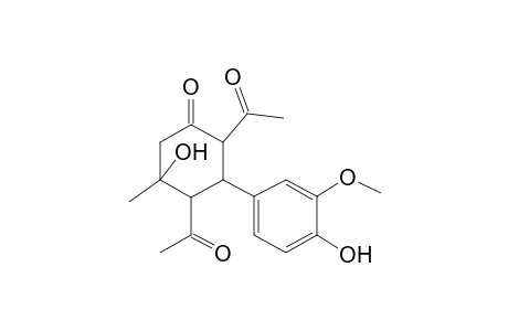 Cyclohexanone, 2,4-diacetyl-5-hydroxy-3-(4-hydroxy-3-methoxyphenyl)-5-methyl-