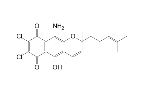 10-Amino-5-hydroxy-7,8-dichloro-2-methyl-2-(4-methyl-3-pentenyl)-2H-naphtho[2,3-b]pyran-6,9-dione
