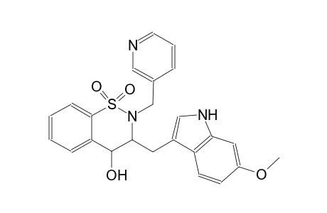 2H-1,2-benzothiazin-4-ol, 3,4-dihydro-3-[(6-methoxy-1H-indol-3-yl)methyl]-2-(3-pyridinylmethyl)-, 1,1-dioxide