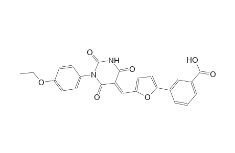 3-{5-[(E)-(1-(4-ethoxyphenyl)-2,4,6-trioxotetrahydro-5(2H)-pyrimidinylidene)methyl]-2-furyl}benzoic acid