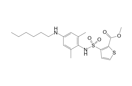 Methyl 3-(N-(4-(hexylamino)-2,6-dimethylphenyl)sulfamoyl)thiophene-2-carboxylate