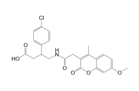 3-(4-chlorophenyl)-4-{[(7-methoxy-4-methyl-2-oxo-2H-chromen-3-yl)acetyl]amino}butanoic acid