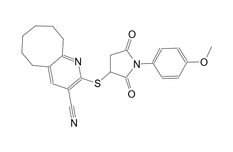 2-{[1-(4-methoxyphenyl)-2,5-dioxo-3-pyrrolidinyl]sulfanyl}-5,6,7,8,9,10-hexahydrocycloocta[b]pyridine-3-carbonitrile