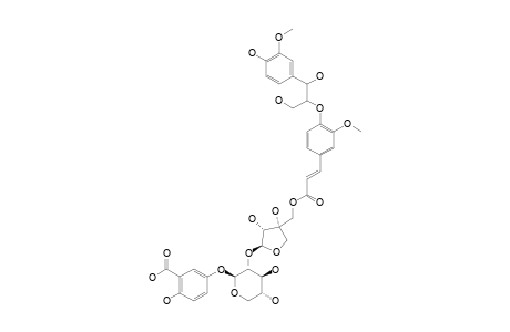 5-O-[[5''-O-(E)-(4'''-O-THREO-GUAIACYL-GLYCEROL)-FERULOYL]-BETA-APIOFURANOSYL-(1->2)-BETA-XYLOPYRANOSYL]-GENTISIC-ACID