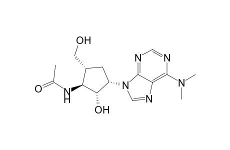 9-[3.beta.-Acetamido-2.alpha.-hydroxy-4.alpha.-(hydroxymethyl)cyclopent-1.alpha.-yl]-6-dimethylaminopurine