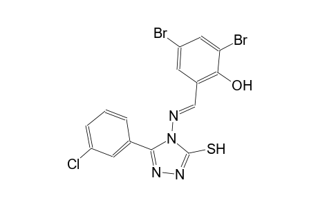 2,4-dibromo-6-((E)-{[3-(3-chlorophenyl)-5-sulfanyl-4H-1,2,4-triazol-4-yl]imino}methyl)phenol