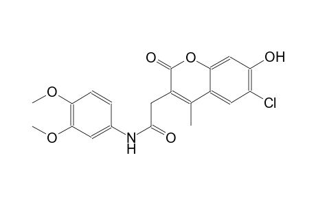 2H-1-benzopyran-3-acetamide, 6-chloro-N-(3,4-dimethoxyphenyl)-7-hydroxy-4-methyl-2-oxo-