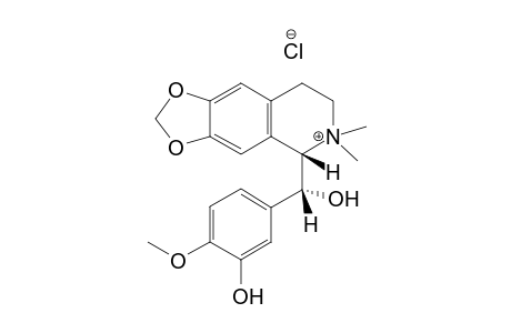 erythro-1-(.alpha.,3-dihydroxy-4-methoxybenzyl)-2,2-dimethyl-6,7-methylenedioxy-1,2,3,4-tetrahydroisoquinolinium chloride