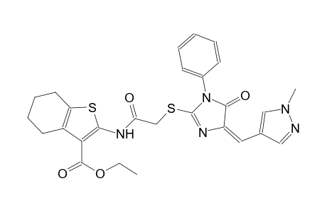 ethyl 2-{[({(4E)-4-[(1-methyl-1H-pyrazol-4-yl)methylene]-5-oxo-1-phenyl-4,5-dihydro-1H-imidazol-2-yl}sulfanyl)acetyl]amino}-4,5,6,7-tetrahydro-1-benzothiophene-3-carboxylate