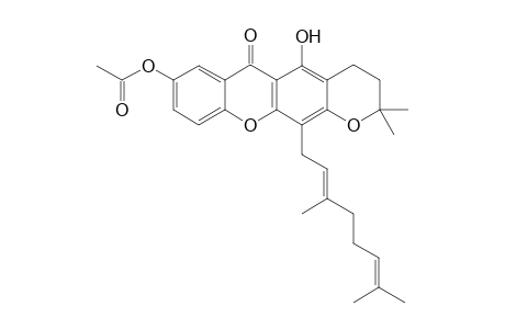 Acetic acid 12-((E)-3,7-dimethyl-octa-2,6-dienyl)-5-hydroxy-2,2-dimethyl-6-oxo-3,4-dihydro-2H,6H-pyrano[3,2-b]xanthen-8-yl ester