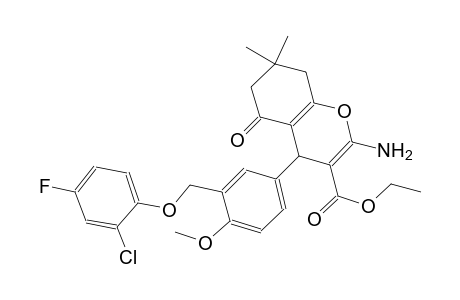 ethyl 2-amino-4-{3-[(2-chloro-4-fluorophenoxy)methyl]-4-methoxyphenyl}-7,7-dimethyl-5-oxo-5,6,7,8-tetrahydro-4H-chromene-3-carboxylate