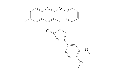 5(4H)-oxazolone, 2-(3,4-dimethoxyphenyl)-4-[[6-methyl-2-(phenylthio)-3-quinolinyl]methylene]-, (4E)-