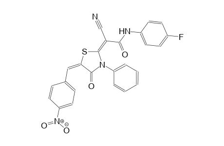 (2E)-2-cyano-N-(4-fluorophenyl)-2-[(5E)-5-(4-nitrobenzylidene)-4-oxo-3-phenyl-1,3-thiazolidin-2-ylidene]ethanamide