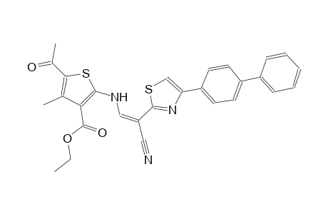 ethyl 5-acetyl-2-{[(Z)-2-(4-[1,1'-biphenyl]-4-yl-1,3-thiazol-2-yl)-2-cyanoethenyl]amino}-4-methyl-3-thiophenecarboxylate