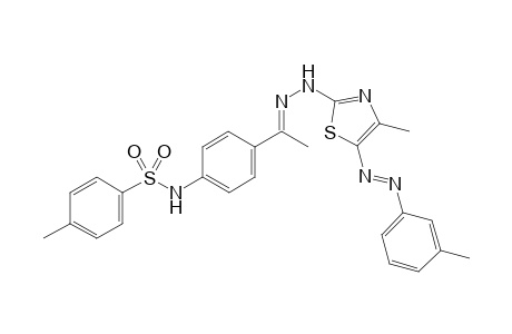 4-Methyl-N-{4-[(1E)-1-(2-{4-methyl-5-[(E)-(3-methylphenyl)diazenyl]-1,3-thiazol-2-yl}hydrazinylidene)ethyl]-phenyl}benzenesulfonamide