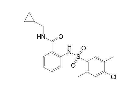 o-[(4-chloro-2,5-xylyl)sulfonamido]-N-(cyclopropylmethyl)benzamide