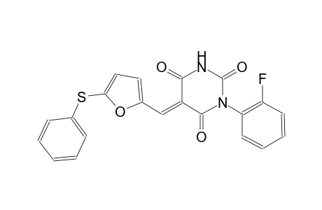 2,4,6(1H,3H,5H)-pyrimidinetrione, 1-(2-fluorophenyl)-5-[[5-(phenylthio)-2-furanyl]methylene]-, (5E)-