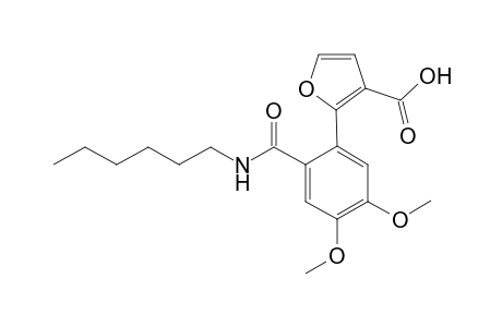 2-(3,4-Dimethoxy-1-hexylamidophenyl)fur-3-carboxylic acid