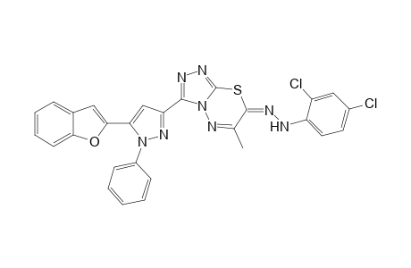 3-[5'-(Benzofuran-2'-yl)-1'-phenyl-1H-pyrazol-3'-yl]-6-methyl- 7-[2"-(2"',4"'-dichlorophenyl)hydrazono]-7H-(1,2,4)-triazolo[3,4-b]-(1,3,4)-thiadiazine