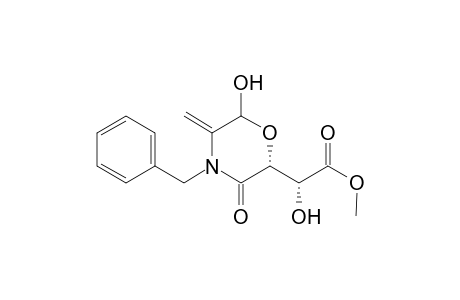 N-Benzyl-2-oxo-3-[1'-hydroxy-2'-(methoxycarbonyl)ethyl]-5-hydroxy-6-methyleneperhydro-morpholine