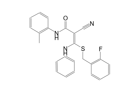2-propenamide, 2-cyano-3-[[(2-fluorophenyl)methyl]thio]-N-(2-methylphenyl)-3-(phenylamino)-, (2E)-