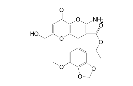 pyrano[3,2-b]pyran-3-carboxylic acid, 2-amino-4,8-dihydro-6-(hydroxymethyl)-4-(7-methoxy-1,3-benzodioxol-5-yl)-8-oxo-, ethyl ester