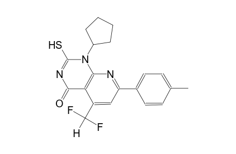 pyrido[2,3-d]pyrimidin-4(1H)-one, 1-cyclopentyl-5-(difluoromethyl)-2-mercapto-7-(4-methylphenyl)-