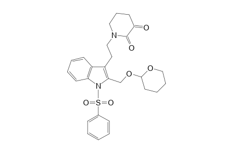 1-[2-[1-(benzenesulfonyl)-2-(2-oxanyloxymethyl)-3-indolyl]ethyl]piperidine-2,3-dione