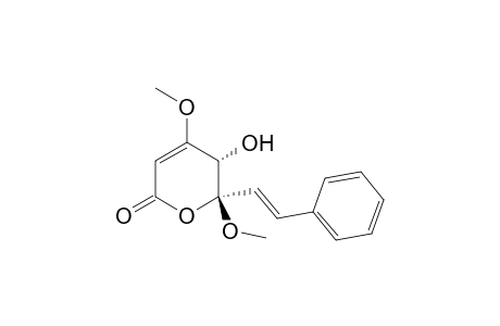 2H-Pyran-2-one, 5,6-dihydro-5-hydroxy-4,6-dimethoxy-6-(2-phenylethenyl)-, [5.alpha.,6.beta.,6(E)]-(.+-.)-