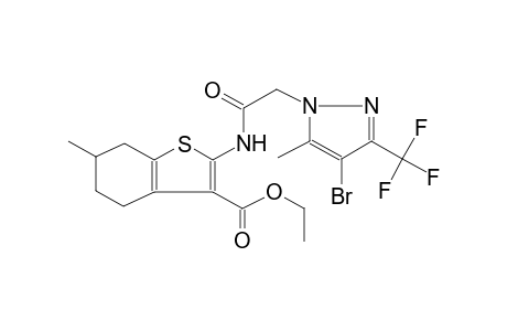 ethyl 2-({[4-bromo-5-methyl-3-(trifluoromethyl)-1H-pyrazol-1-yl]acetyl}amino)-6-methyl-4,5,6,7-tetrahydro-1-benzothiophene-3-carboxylate