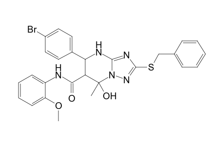 2-(Benzylthio)-7-hydroxy-7-methyl-5-(4-bromophenyl)-N-(2-methoxyphenyl)-4,5,6,7-tetrahydro[1,2,4]triazolo[1,5-a]pyrimidine-6-carboxamide