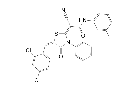 (2E)-2-cyano-2-[(5E)-5-(2,4-dichlorobenzylidene)-4-oxo-3-phenyl-1,3-thiazolidin-2-ylidene]-N-(3-methylphenyl)ethanamide