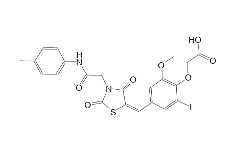 [4-((E)-{2,4-dioxo-3-[2-oxo-2-(4-toluidino)ethyl]-1,3-thiazolidin-5-ylidene}methyl)-2-iodo-6-methoxyphenoxy]acetic acid