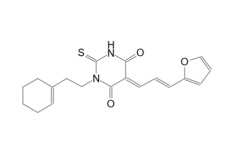 (5E)-1-[2-(1-cyclohexen-1-yl)ethyl]-5-[(2E)-3-(2-furyl)-2-propenylidene]-2-thioxodihydro-4,6(1H,5H)-pyrimidinedione