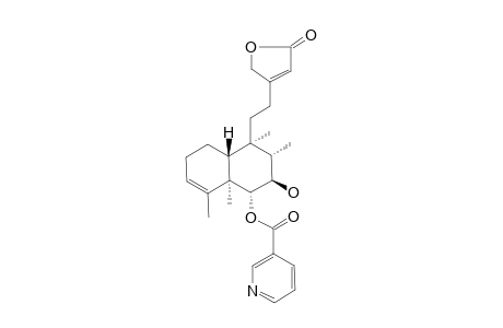 SCUTEBARBATINE-Z;6-ALPHA-NICOTINOYLOXY-7-BETA-HYDROXY-3,13-NEO-CLERODADIEN-15,16-OLIDE