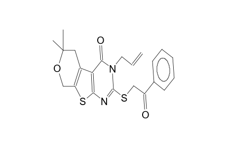 2-benzoylmethylthio-3-allyl-6,6-dimethyl-4-oxo-3,4,5,6-tetrahydro-8H-pyrano[4',3':4,5]thieno[2,3-d]pyrimidine