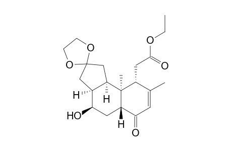 Ethyl (3a.alpha.,4.beta.,5a.beta.,9.alpha.,9a.alpha.,9b.alpha.)-1,2,3,3a,4,5,6,9,9a,9b-decahydro-4-hydroxy-8,9a-dimethyl-2,6-dioxo-1H-benz[e]inden-9-acetate - 2-(Ethylene acetal)-Derivative