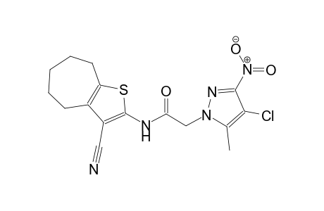 2-(4-chloro-5-methyl-3-nitro-1H-pyrazol-1-yl)-N-(3-cyano-5,6,7,8-tetrahydro-4H-cyclohepta[b]thien-2-yl)acetamide