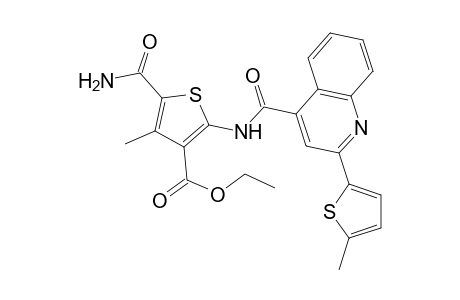 5-carbamoyl-4-methyl-2-[[2-(5-methyl-2-thienyl)quinoline-4-carbonyl]amino]thiophene-3-carboxylic acid ethyl ester