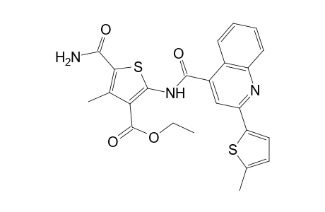 5-carbamoyl-4-methyl-2-[[2-(5-methyl-2-thienyl)quinoline-4-carbonyl]amino]thiophene-3-carboxylic acid ethyl ester