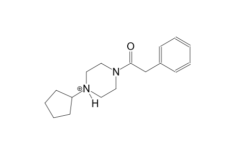 1-cyclopentyl-4-(phenylacetyl)piperazin-1-ium