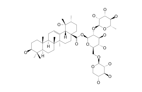 ILEXOSIDE-IX;POMOLIC-ACID-28-O-[ALPHA-L-RHAMNOPYRANOSYL-(1->2)]-[BETA-D-XYLOPYRANOSYL-(1->6)]-BETA-D-GLUCOPYRANOSIDE