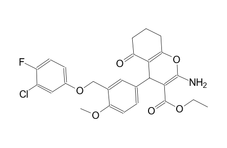 ethyl 2-amino-4-{3-[(3-chloro-4-fluorophenoxy)methyl]-4-methoxyphenyl}-5-oxo-5,6,7,8-tetrahydro-4H-chromene-3-carboxylate