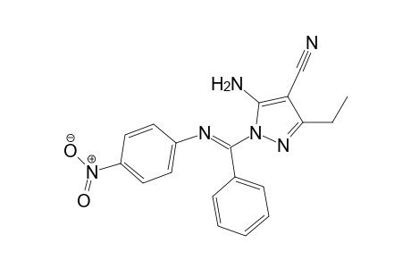 (E)-5-Amino-3-ethyl-1-((4??-nitrophenylimino)(phenyl)methyl)-1H-pyrazole-4-carbonitrile