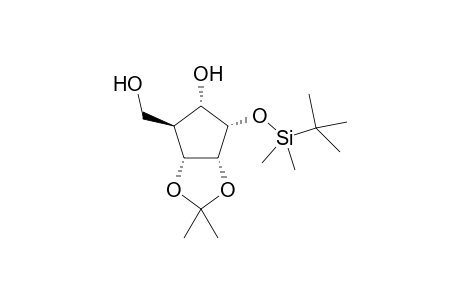 (4aS)-1-O-(tert-butyldimethyl)-4a-carba-4a-hydroxy-2,3-O-isopropylidene-.alpha.,D-ribofuranose [(3aR,4S,5S,6S,6aR)-6-tert-butyldimethylsilyloxy-4-hydroxymethyl-2,3-dimethyl-tetrahydrocyclopenta[1,3]dioxol-5-ol]