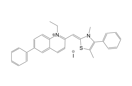 quinolinium, 2-[(Z)-(3,5-dimethyl-4-phenyl-2(3H)-thiazolylidene)methyl]-1-ethyl-6-phenyl-, iodide