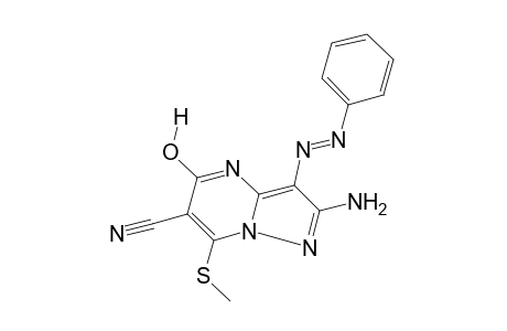 2-AMINO-5-HYDROXY-7-(METHYLTHIO)-3-(PHENYLAZO)PYRAZOLO[1,5-a]-PYRIMIDINE-6-CARBONITRILE