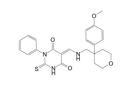 4,6(1H,5H)-pyrimidinedione, dihydro-1-phenyl-5-[[[[tetrahydro-4-(4-methoxyphenyl)-2H-pyran-4-yl]methyl]amino]methylene]-2-thioxo-, (5E)-