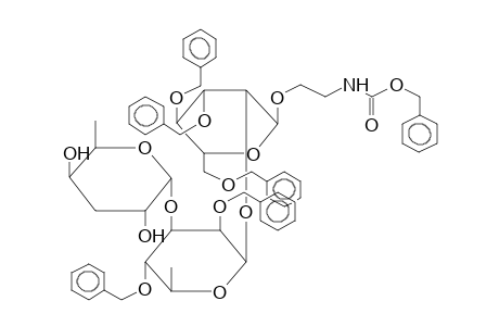2-BENZYLOXYCARBONYLAMINOETHYL 2-O-[2,4-DI-O-BENZYL-3-O-(3,6-DIDEOXY-ALPHA-D-XYLOHEXOPYRANOSYL)-BETA-L-RHAMNOPYRANOSYL]-3,4,6-TRI-O-BENZYL-ALPHA-D-MANNOPYRANOSIDE