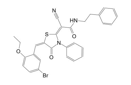 (2E)-2-[(5E)-5-(5-bromo-2-ethoxybenzylidene)-4-oxo-3-phenyl-1,3-thiazolidin-2-ylidene]-2-cyano-N-(2-phenylethyl)ethanamide